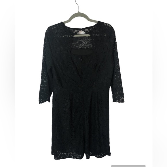 Loft Women’s Lace Dress Open Back Lined 3/4 Length Sleeves Stretchy Fit & Flare - Picture 2 of 8